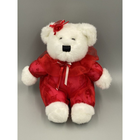 White Bear Plush 10” Red Lace Sheer Outfit Tb Trading Co Stuffed Animal Toy - Picture 1 of 6